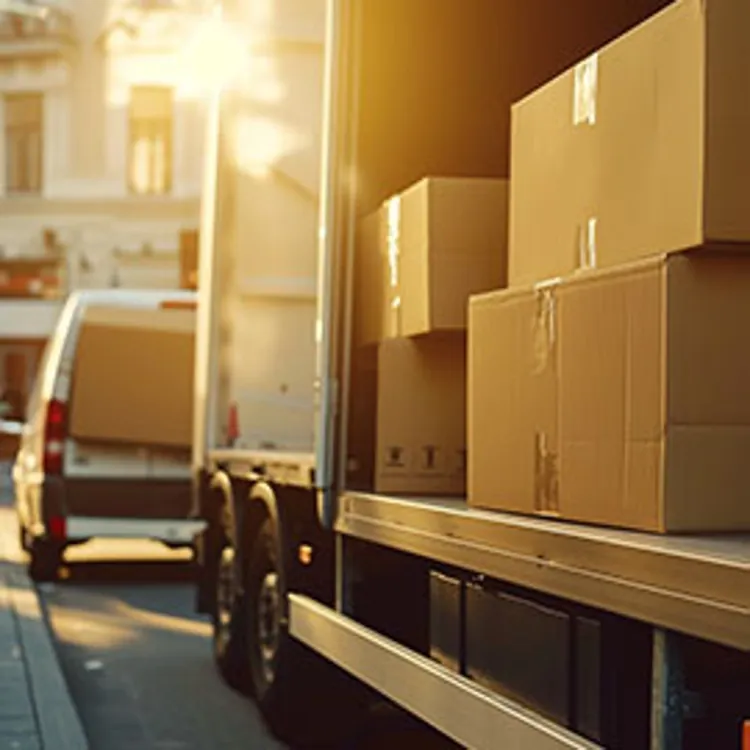 image of Nashville movers truck full of packed boxes.